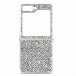 D75 Калъф с камъни за Samsung Z Flip 7 от 2 части - Бял