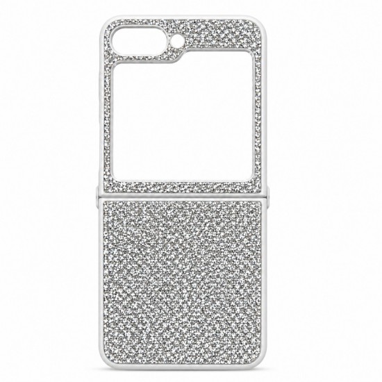 D75 Калъф с камъни за Samsung Z Flip 6 от 2 части - Бял