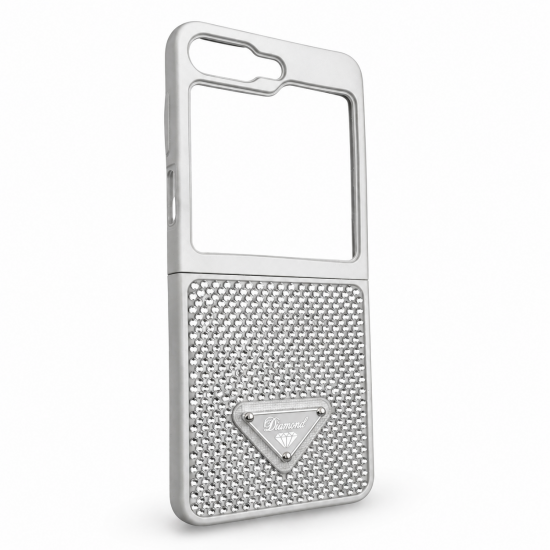 D80 Калъф с камъни за Samsung Z Flip 6 от 2 части -Сив
