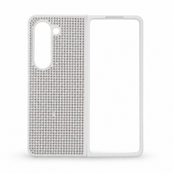 D80 Калъф с камъни за Samsung Z Fold 7 от 2 части - Бял