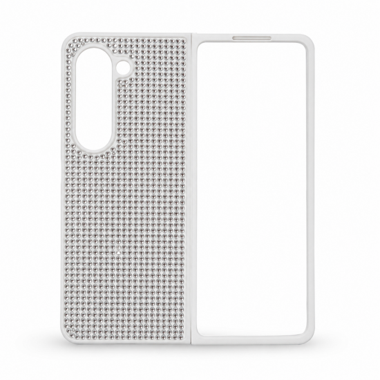 D80 Калъф с камъни за Samsung Z Fold 6 от 2 части - Бял