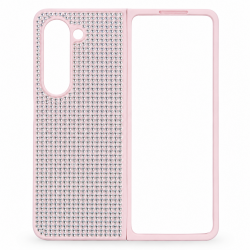 D80 Калъф с камъни за Samsung Z Fold 7 от 2 части - Розов