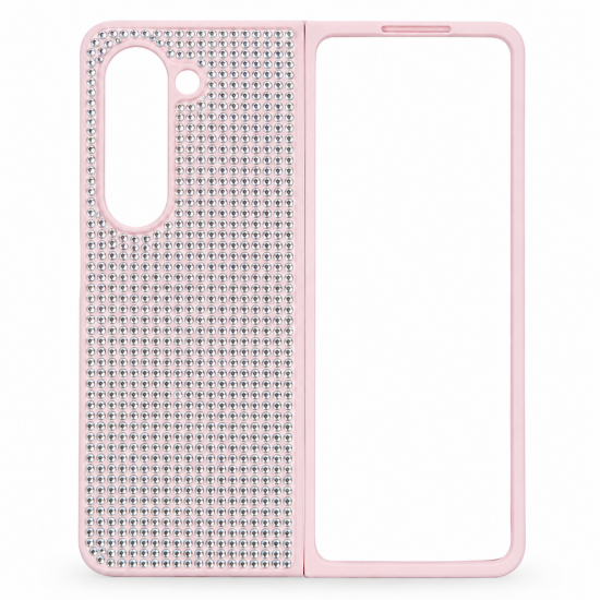 D80 Калъф с камъни за Samsung Z Fold 6 от 2 части - Розов