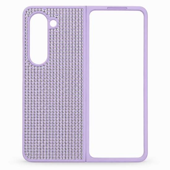 D80 Калъф с камъни за Samsung Z Fold 7 от 2 части - Лилав