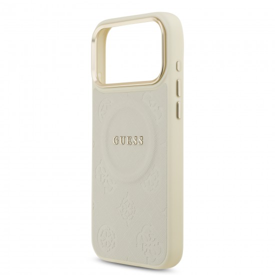 0182 GUESS HC MAGSAFE PU W/ PEONY HOT STAMP BEIGE IP17 PRO MAX