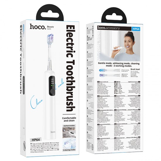 HOCO HP-64 Електрическа четка за зъби с 4 приставки - Бял