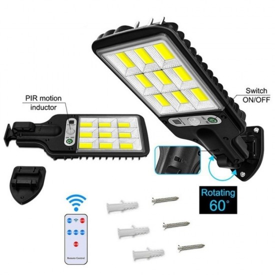 616-4 COB Лампа за улично осветление със соларен панел и датчик за движение 1200W