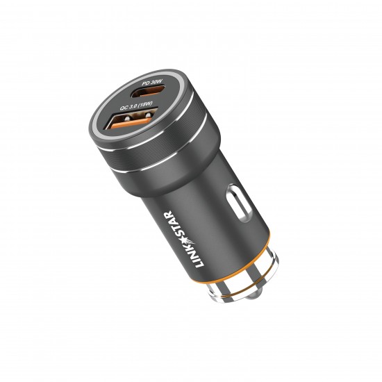 LINK✮STAR Адаптер 48W за кола CC48 с 2изх. PD30W + QC18W USB-C+USB 