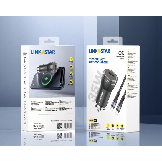 LINK✮STAR CC40 35W Бързо зарядно PD30W Type-C към Lightning