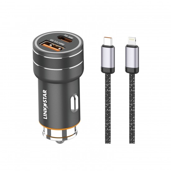 LINK✮STAR CC48 48W Бързо зарядно PD30W + QC18W Type-C към Lightning