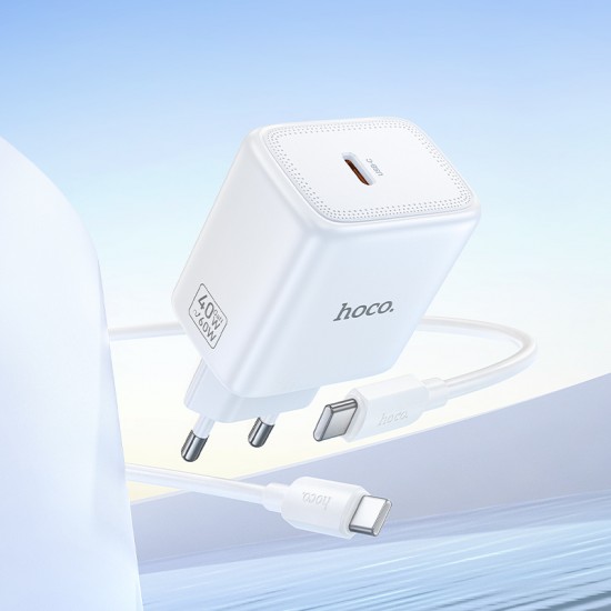 HOCO 220V N83 GaN PD60W зарядно+каб. Type-C към Type-C - Черен