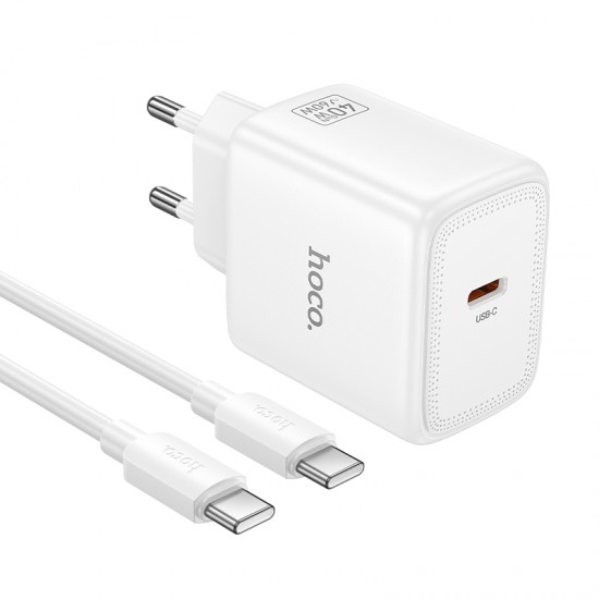 HOCO 220V N83 GaN PD60W зарядно+каб. Type-C към Type-C - Черен