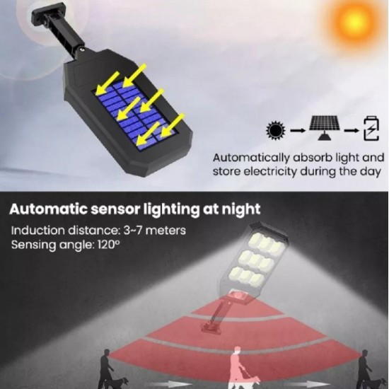 LF-1769 -COB Лампа за улично осветление със соларен панел и датчик за движение 2400 mAH