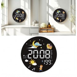  Дигитален часовник / аларма термометър Хигрометър 30cm - RS-2717 - Черно Син