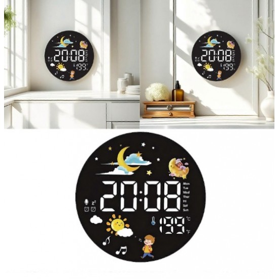  Дигитален часовник / аларма термометър Хигрометър 20cm - RS-2716 - Черно Син