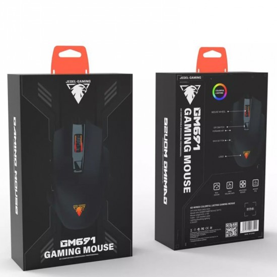 JEDEL GM691 RGB Геймърска Мишка – 3600 DPI, 6 Бутона, Плетен Кабел
