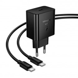 HOCO 220V N77 GaN PD45W зарядно+каб. Type-C към Type-C - Черен
