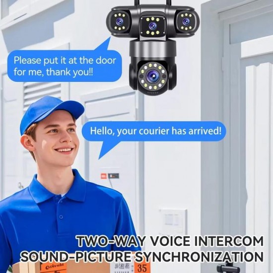 IP Камера HY-Q83R12A Wifi 6MP 1080P с 3 обектива ( APP:YOOSEE Ai ) HD 360 градуса с микрофон и високоговорител и LED светлина