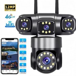 IP Камера HY-Q83R12A Wifi 6MP 1080P с 3 обектива ( APP:YOOSEE Ai ) HD 360 градуса с микрофон и високоговорител и LED светлина