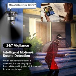 IP Камера HY-Q83R12A Wifi 6MP 1080P с 3 обектива ( APP:YOOSEE Ai ) HD 360 градуса с микрофон и високоговорител и LED светлина