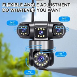 IP Камера HY-Q83D12A Wifi 6MP 1080P с 3 обектива ( APP:YOOSEE Ai ) HD 360 градуса с микрофон и високоговорител и LED светлина
