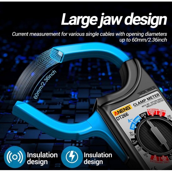 ANENG Клем метър, цифров мултицет DT-266, ампер клещи, ~1000A ~1000V