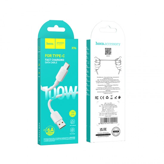 HOCO X96 Hyper USB към Type-C Кабел 100W PD Fast Charge – Бързо Зареждане и Пренос на Данни