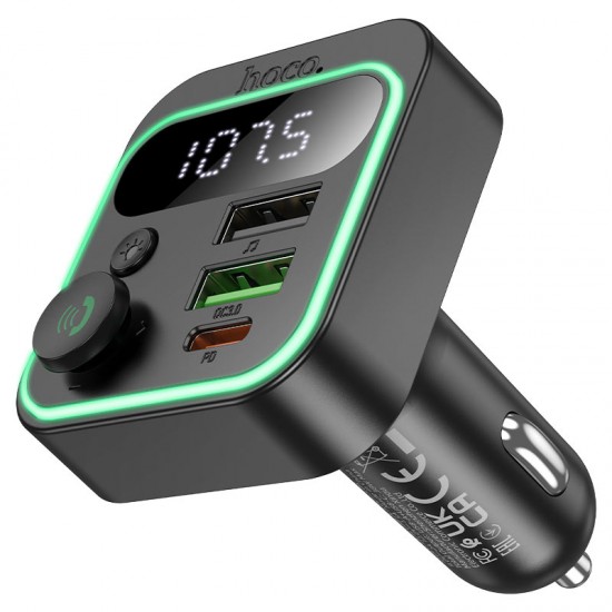 HOCO E87 FM 38W. модулатор трансмитер (2 USB изхода + 1 USB-C, microSD, Bluetooth)