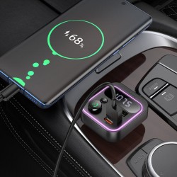 HOCO E87 FM 38W. модулатор трансмитер (2 USB изхода + 1 USB-C, microSD, Bluetooth)