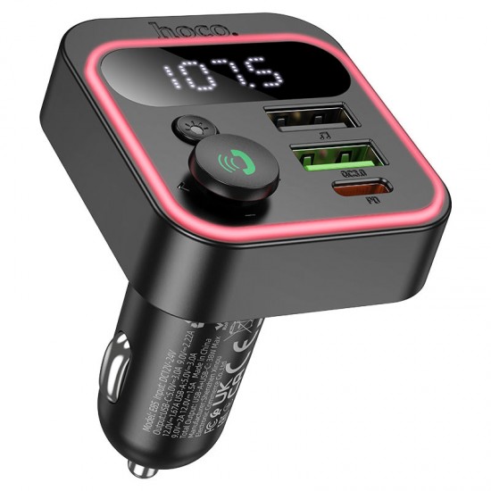 HOCO E87 FM 38W. модулатор трансмитер (2 USB изхода + 1 USB-C, microSD, Bluetooth)
