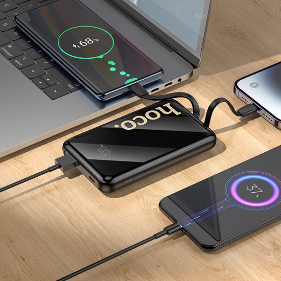 HOCO Q37 Graceful Магнитна външна батерия 10,000mAh PD22.5W с Type-C / Lighning вградени кабели