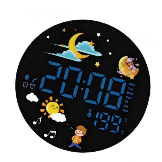  Дигитален часовник / аларма термометър Хигрометър 20cm - RS-2716 - Черно Син