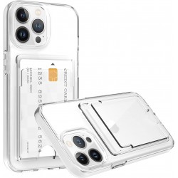 Прозрачен Силиконов кейс TP-67 с джобче за iPhone 15 Plus