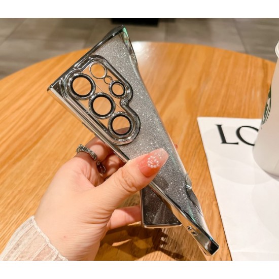 Луксозен лъскав кейс с брукат TP-24 за iPhone 16 Plus - Черен