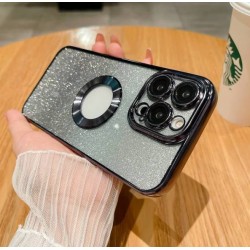 Луксозен лъскав кейс с брукат TP-24 за iPhone 16 Plus - Черен