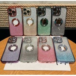 Луксозен лъскав кейс с брукат TP-24 за iPhone 16 Plus - Розов