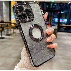 Луксозен лъскав кейс с брукат TP-24 за iPhone 16 Plus - Черен