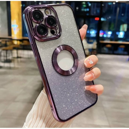 Луксозен лъскав кейс с брукат TP-24 за iPhone 16 Plus - Лилав