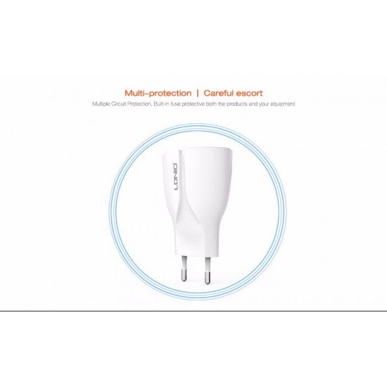 220V Зарядно LDNIO A2271  2.1A 2 USB PORT Lightning