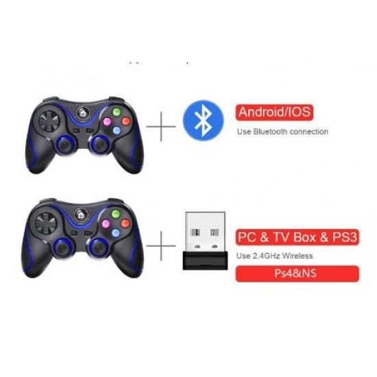 V8 Безжичен Bluetooth контролер за игри със стойка връзка с мобилен телефон Android / Apple ios 