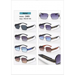 Унисекс Слънчеви очила UV400 Метал Черна Златиста рамка 2485-C5 - Светло Кафяв