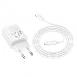 HOCO N62 USB-C 30W зарядно устройство с Type-C към Type-C кабел - Бял