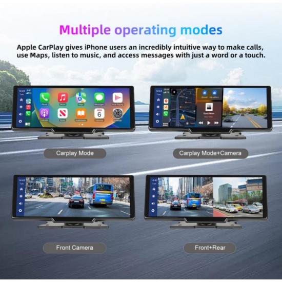 C200 10-инчов  Apple Carplay/Android Auto +Видеорегистратор Безжична автомобилна стерео GPS навигация автомобилен екран , Bluetooth, Siri/Google Assistant