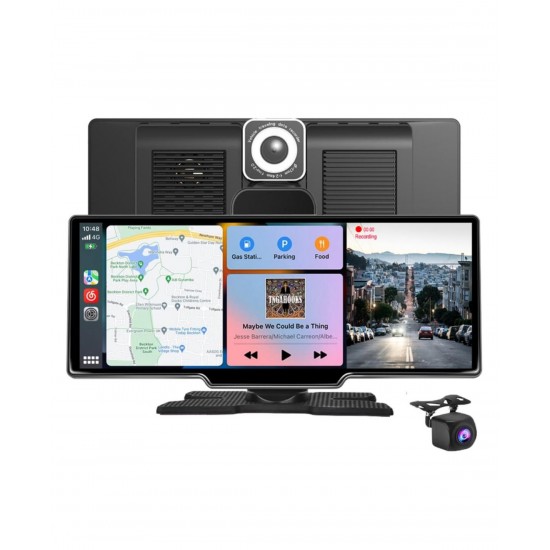 C200 10-инчов  Apple Carplay/Android Auto +Видеорегистратор Безжична автомобилна стерео GPS навигация автомобилен екран , Bluetooth, Siri/Google Assistant
