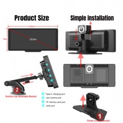 C200 10-инчов  Apple Carplay/Android Auto +Видеорегистратор Безжична автомобилна стерео GPS навигация автомобилен екран , Bluetooth, Siri/Google Assistant