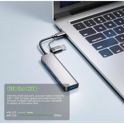 HUB S-1777 4в1 Type-C+USB КЪМ 4XUSB 3.0 5GBPS