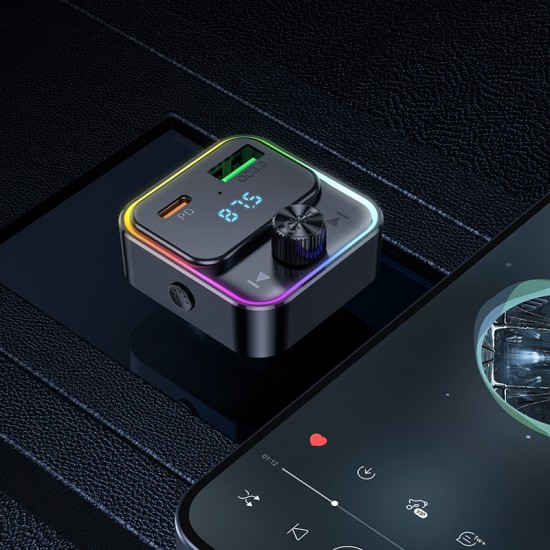 HOCO E81 FM 30W. модулатор трансмитер (1 USB + 1USB-C, microSD, Bluetooth)