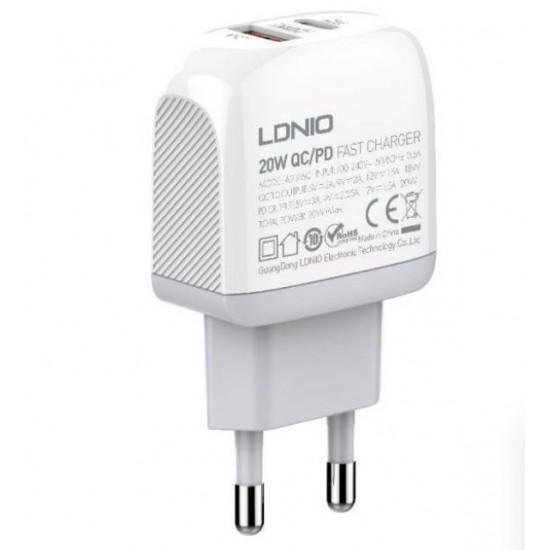 20W LDNIO A2316C С 2 изх. USB+USB-C с кабел USB към Type-C