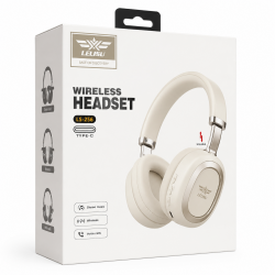 LELISU LS-256 Безжични слушалки, USB Type-C зареждане, BT, до 8 часа работа – Беж