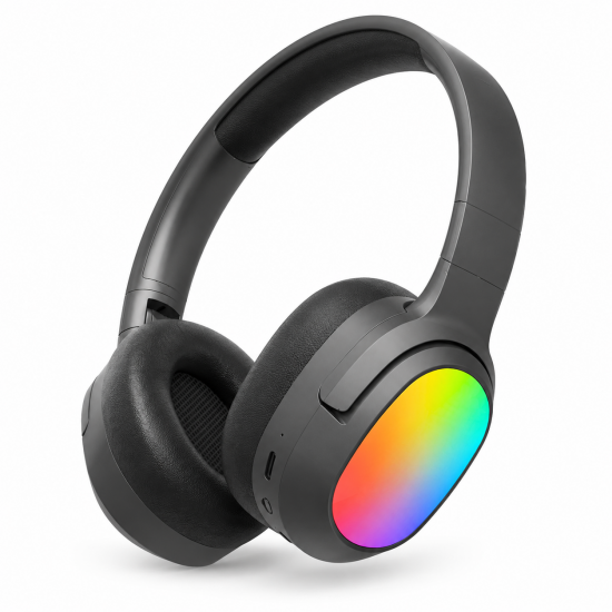 LELISU LS-257 Безжични Bluetooth слушалки  V5.4 с RGB осветление, Type-C, до 10 часа работа – Черен